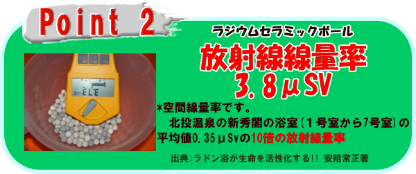 ラジウム健康の湯エメラルドグリーンの放射線線量率は3.8μSv